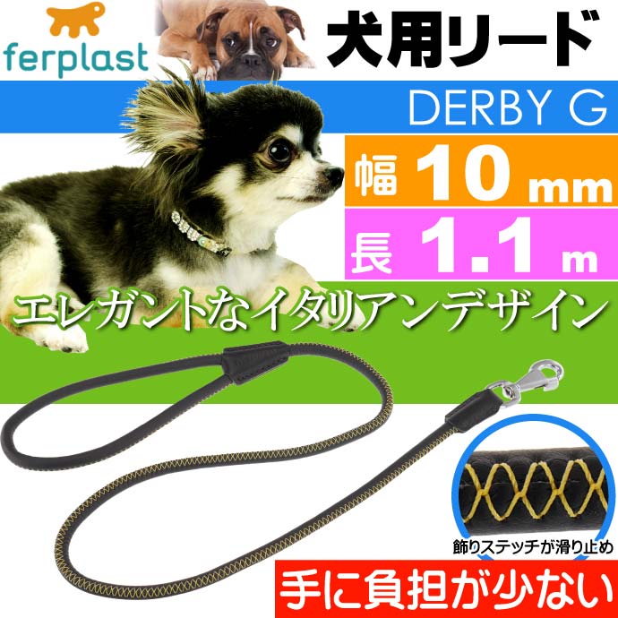犬 リード ダービー リード DERBY G 幅10mm長1.1m 黒 Fa5157