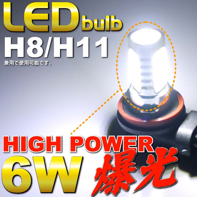 6W LEDフォグランプH8/H11ホワイト 超明るいSMD